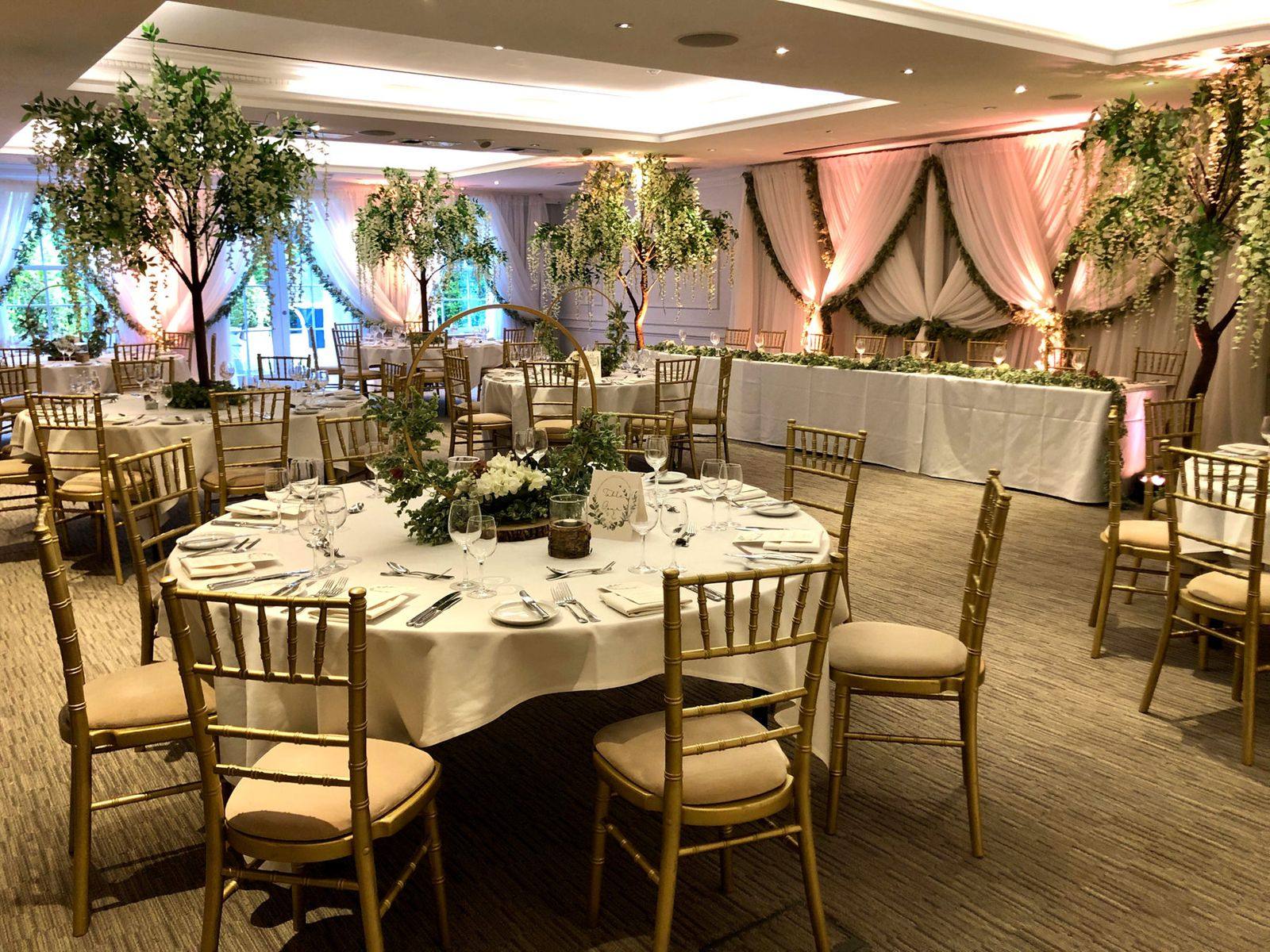 Alexander House Hotel wedding decoration by Bows Hire
