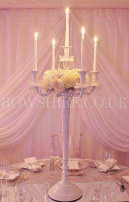100cm White Candelabra for hire by Bows Hire