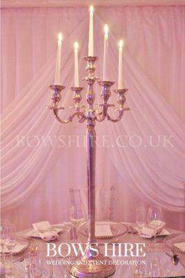 100cm Silver Candelabra for hire by Bows Hire