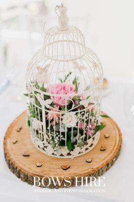 Large Birdcage with Silk Flowers for hire by Bows Hire