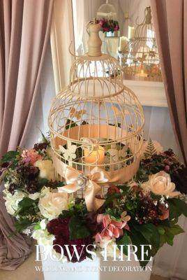 Large Birdcage with Silk Flowers (style 2) for hire by Bows Hire