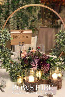 Gold Hoop with Flowers for hire by Bows Hire