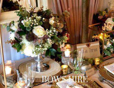 Silver Punchbowl with Flowers for hire, centrepieces by Bows Hire, photo 2