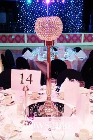 80cm Crystal Globe for hire, centrepieces by Bows Hire