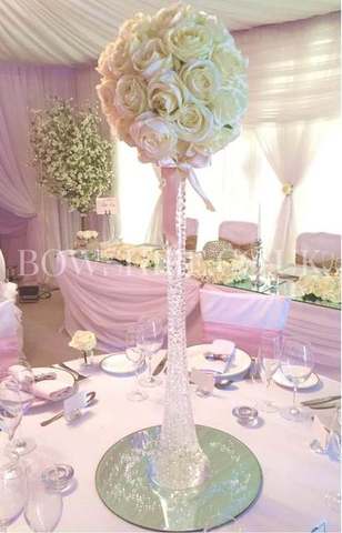 80cm Eiffel Vase with Flowers for hire, centrepieces by Bows Hire