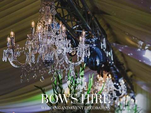 12 Arm Chandelier for hire, lighting by Bows Hire