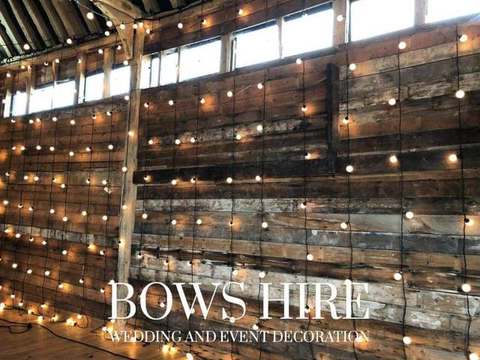 Hanging Fairy or Festoon Lights for hire, lighting by Bows Hire