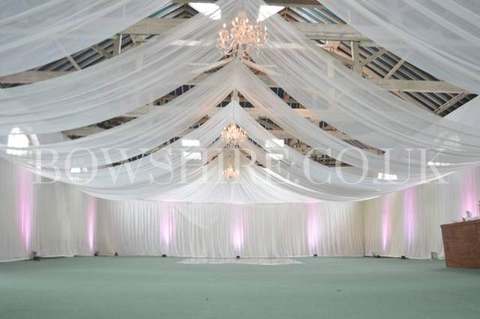 Flat Ceiling Drapes for hire, drapery by Bows Hire