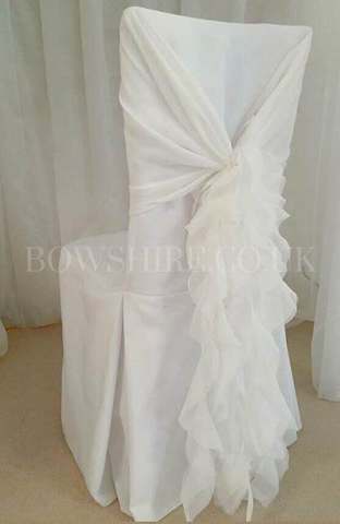 Ivory Chiffon Hood for hire, sashes by Bows Hire
