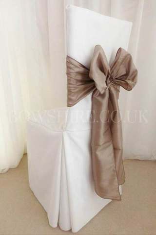 Taupe Taffeta Sash for hire, sashes by Bows Hire