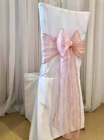 Blush Pink Organza Sash for hire, sashes by Bows Hire