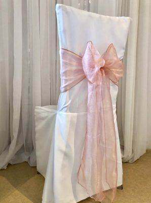 Blush Pink Organza Sash for hire by Bows Hire