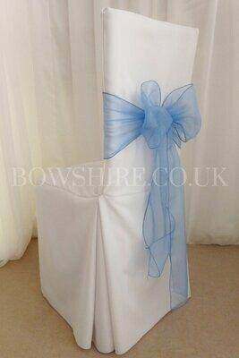 Cornflower Blue Organza Sash for hire by Bows Hire