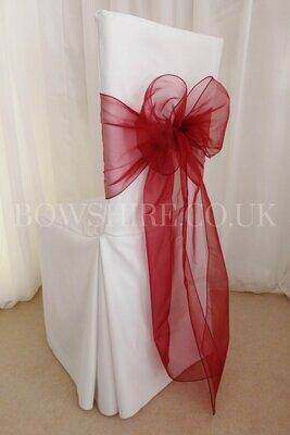 Claret Organza Sash for hire by Bows Hire
