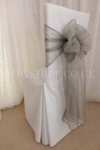 Silver Wide Organza Sash for hire, sashes by Bows Hire