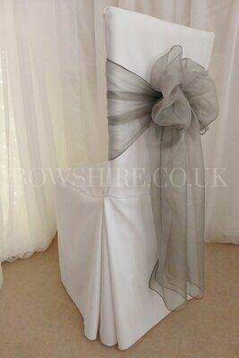 Silver Wide Organza Sash for hire by Bows Hire