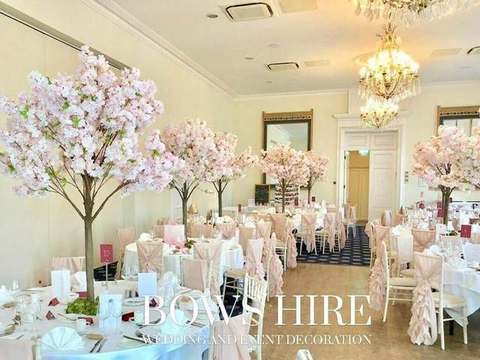 180cm Pink Blossom Cherry Trees for hire, centrepieces by Bows Hire