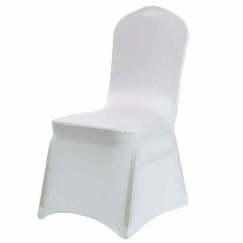 White Lycra Stretch Chair Cover & Organza Sash for hire, chair cover hire by Bows Hire