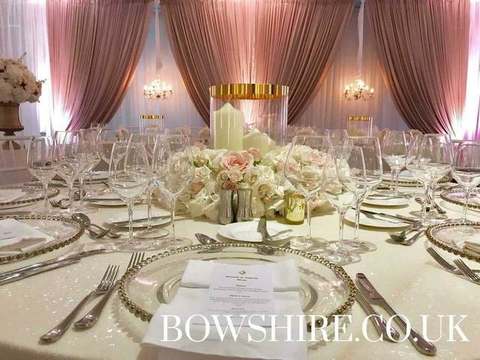 Mink Chandelier Backdrop for hire, backdrops by Bows Hire