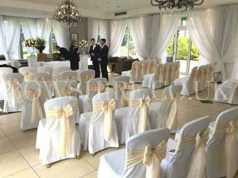 Pulled Back Wall Drapes for hire, drapery by Bows Hire, photo 3