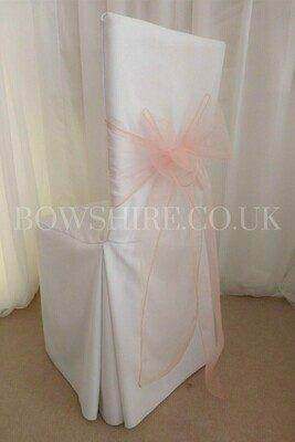 White Linen Chair Cover & Organza Sash
