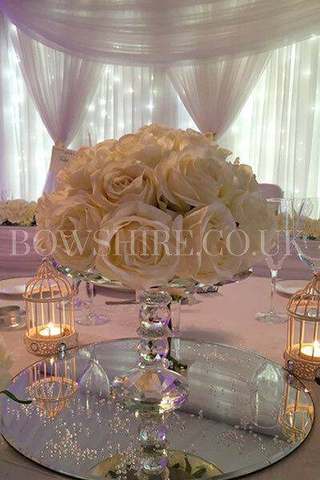 Crystal Stand with Roses for hire, centrepieces by Bows Hire