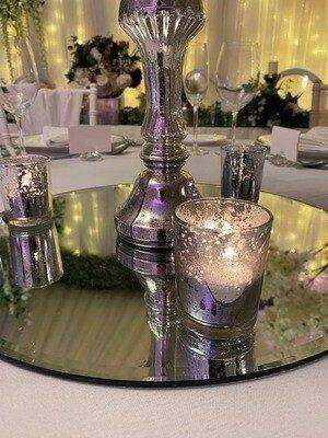 Silver Speckled Votive for hire by Bows Hire