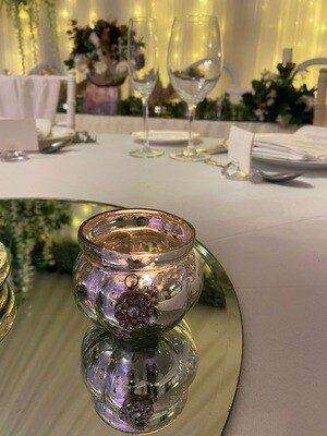 Antique Glass Tea Light Holder with Diamante for hire by Bows Hire