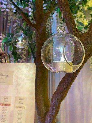 Hanging Glass Bauble for hire by Bows Hire