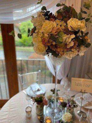 Martini Vase with Large Flora Flowers for hire by Bows Hire