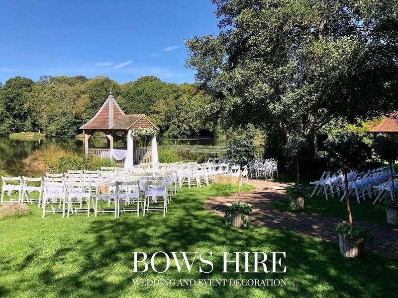Powdermills Hotel wedding decoration by Bows Hire, photo 1