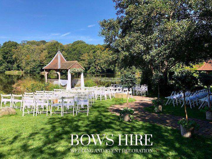Powdermills Hotel wedding decoration by Bows Hire, photo 1