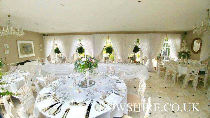 Powdermills Hotel wedding decoration by Bows Hire, photo 4